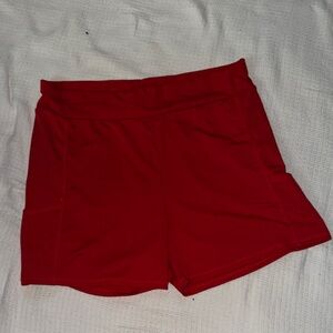 Vibrant Red Women's Athletic Yoga Shorts w/ side pockets